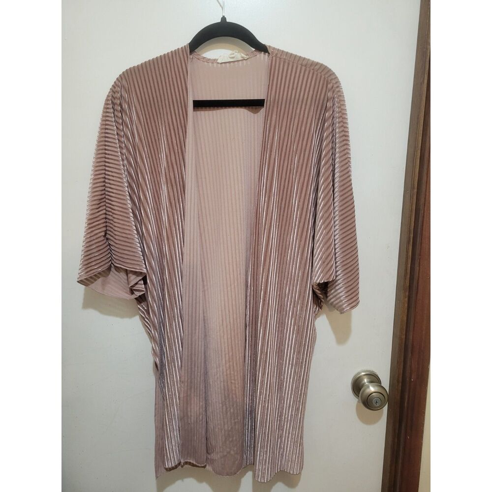 Alchemy Thread Pleated Velvet Kimono Cardigan Mauve Size S